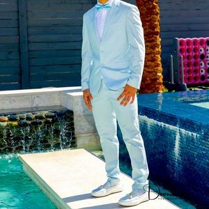 tuxedo pants size 30/32 and jacket size small, comes with the bow. $emmacov